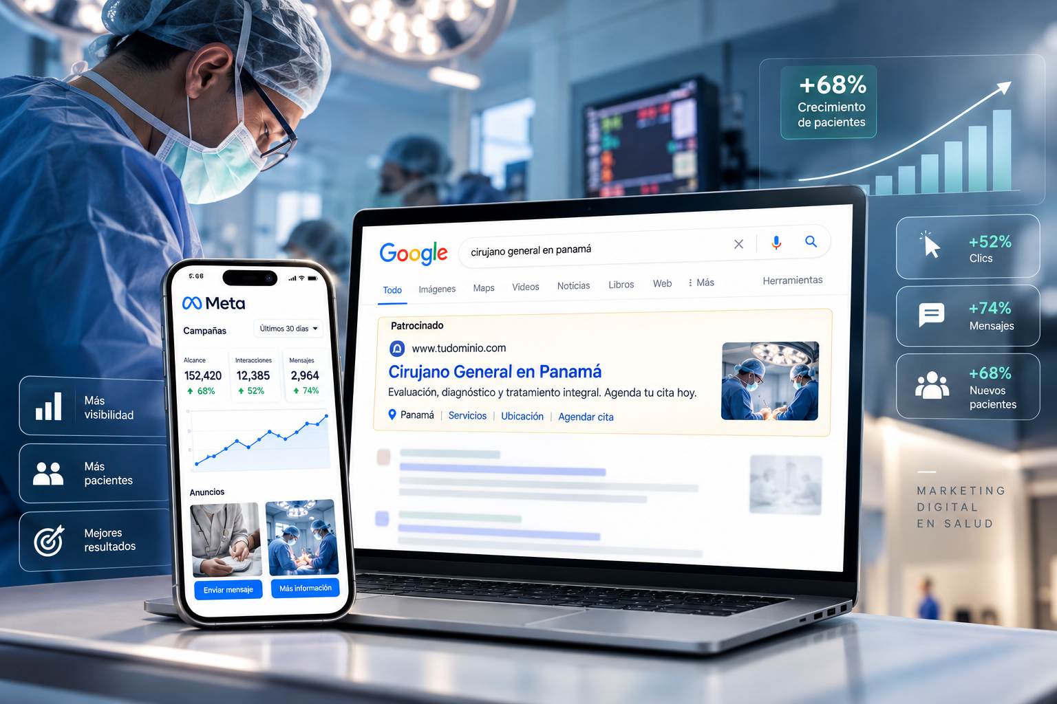 Campañas de Google Ads y Meta Ads para médicos y clínicas