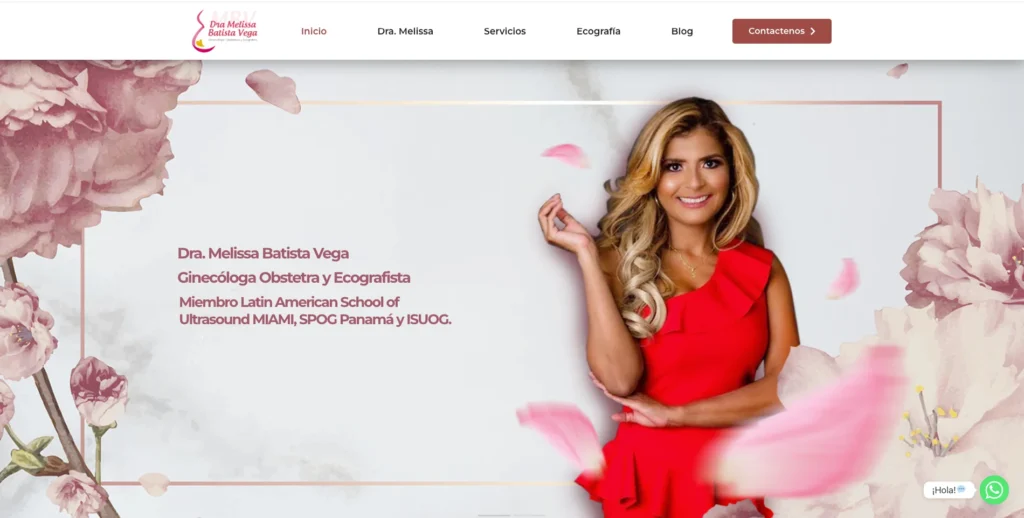 Captura de la página web de la Dra. Melissa Batista Vega, ginecóloga obstetra y ecografista en Panamá.